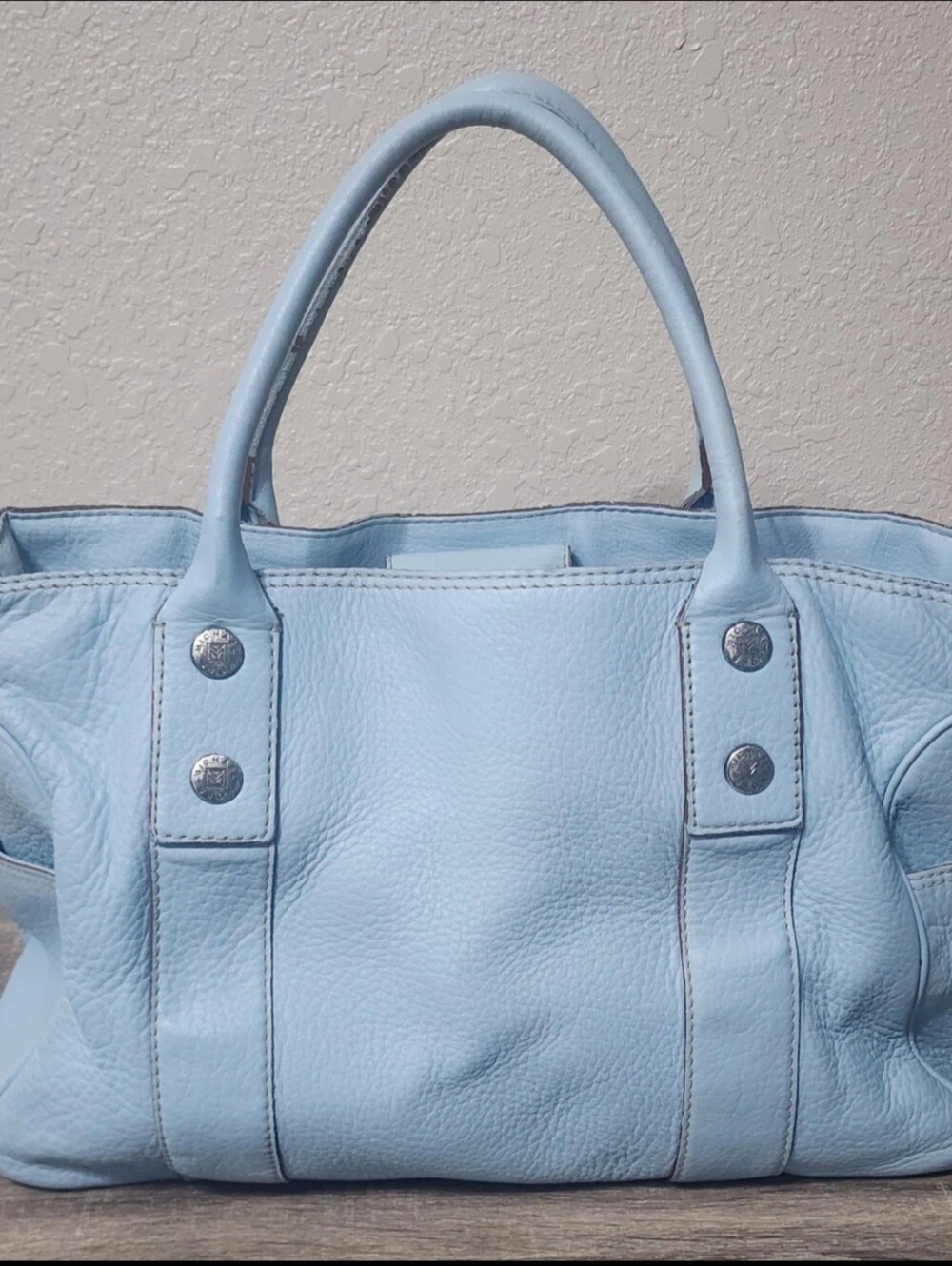 MICHAEL Michael Kors Light Blue Pebbled Leather Tote Bag Satchel Purse